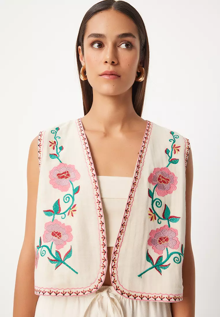 Floral Embroidery Vest