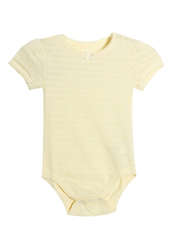 FOX Kids & Baby yellow Striped Short Sleeves Bodysuit AAADEKA56AC37BGS_1
