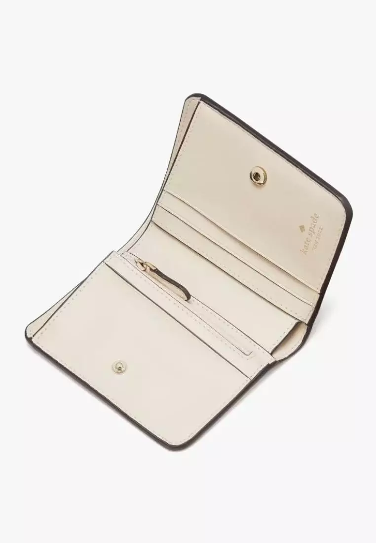 Kate Spade Signature Spade Flower Small Bifold Wallet Dark Beige Multi
