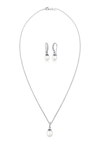 施華洛世奇水晶淡水珍珠 925 純銀首飾組合, esprit女裝飾品配件, 項鍊