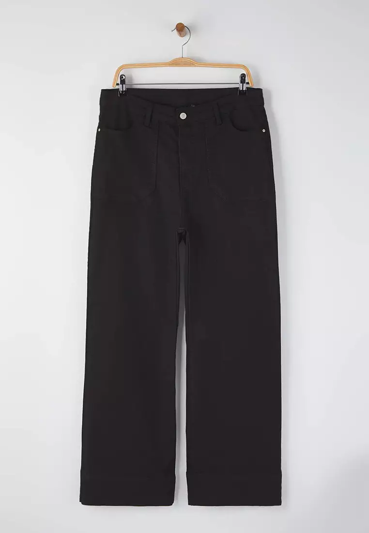 Black High-Leg Denim Plus Size Flare Jeans