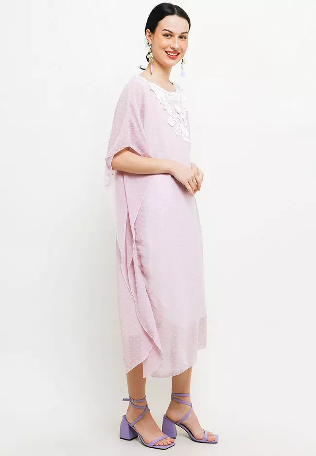 3D Lace Detail Swiss Dot Kaftan