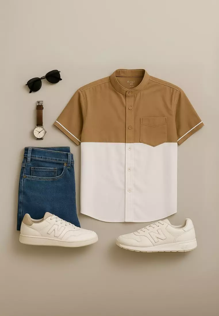 Ramadan Series | Ryusei Kemeja Kerah Koko Lengan Pendek Nirasaki CMB Brown