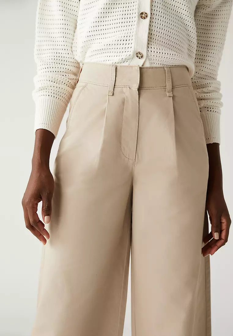 Pure Cotton Slouchy Wide Leg Chinos