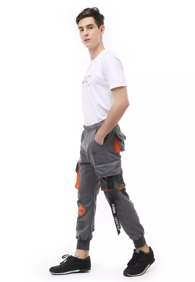 Locko Long Pants Celana Jogger Pria Stylish Design Material Fleece ORIGINAL - Dark Gray