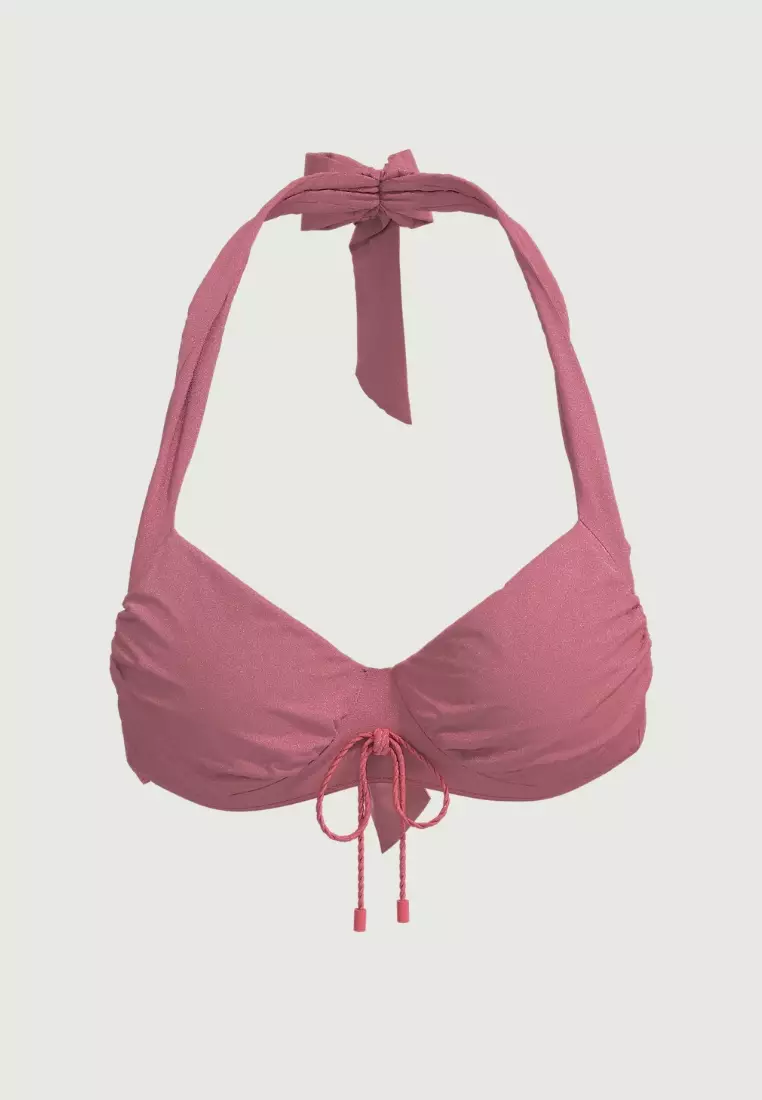 Waterlily Shines Coral Tie Front Halter Top