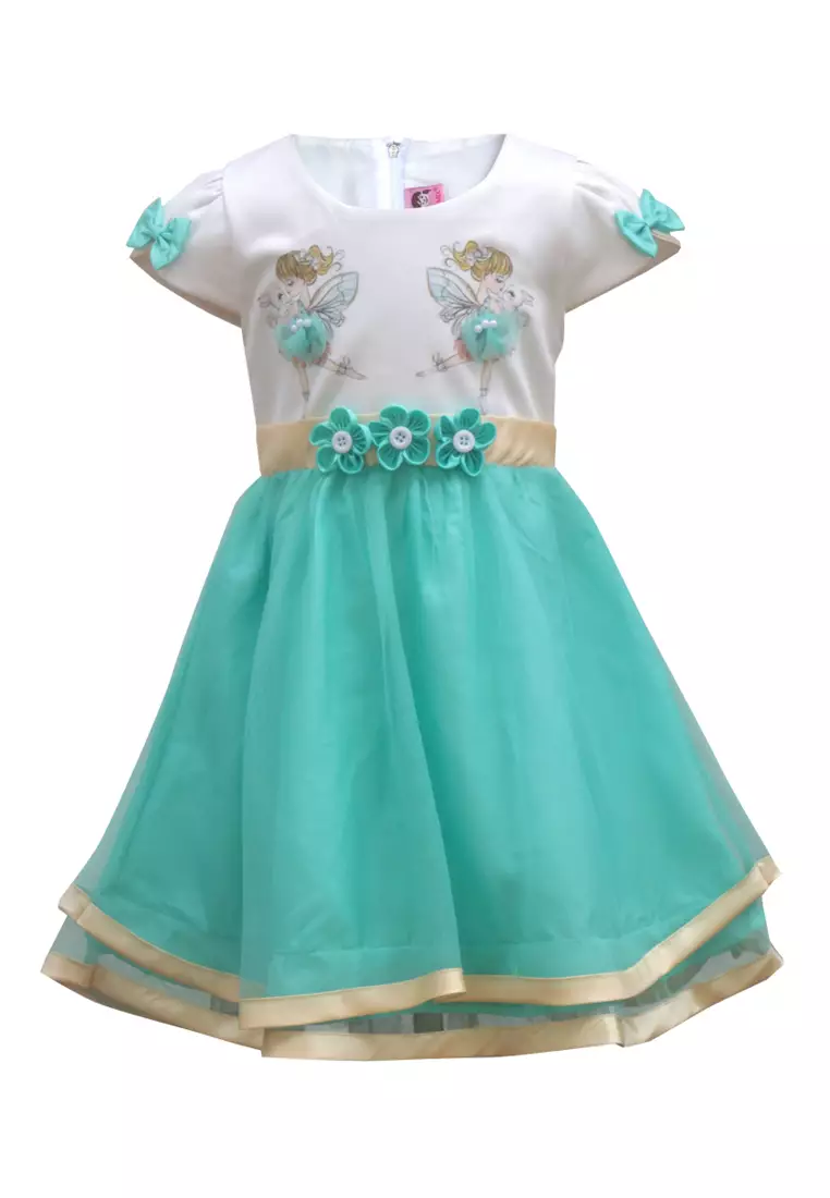 Two Mix Dress Anak Pesta Perempuan Cantik usia 1-12 Tahun Bahan Kaos Scuba dan Satin 4213 TOSCA