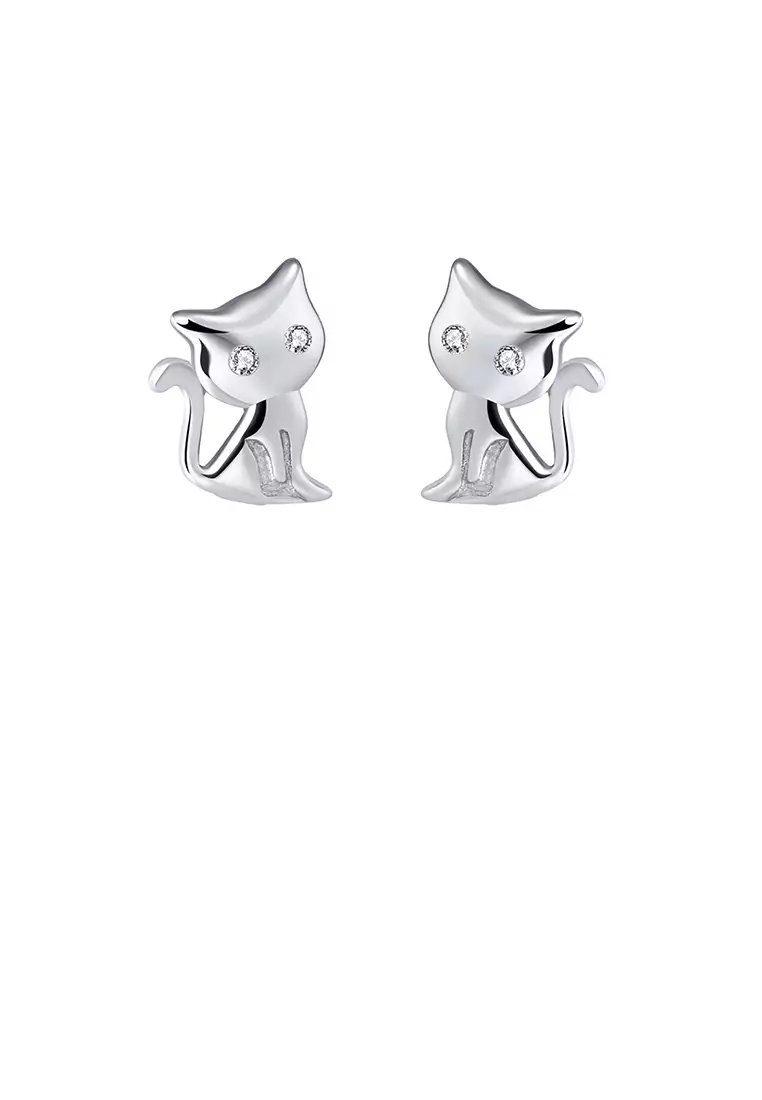 Cat earrings studs on sale
