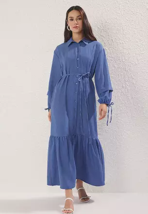 knee length dresses for ladies Textured A Line Dress main image 1