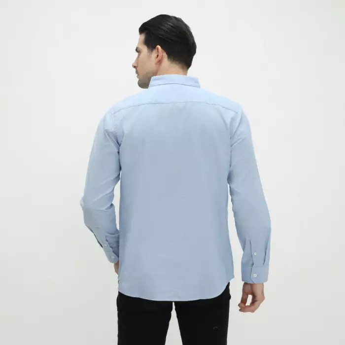 Platini Kemeja Pria Polos Lengan Panjang Katun Oxford Light Blue 11069.02
