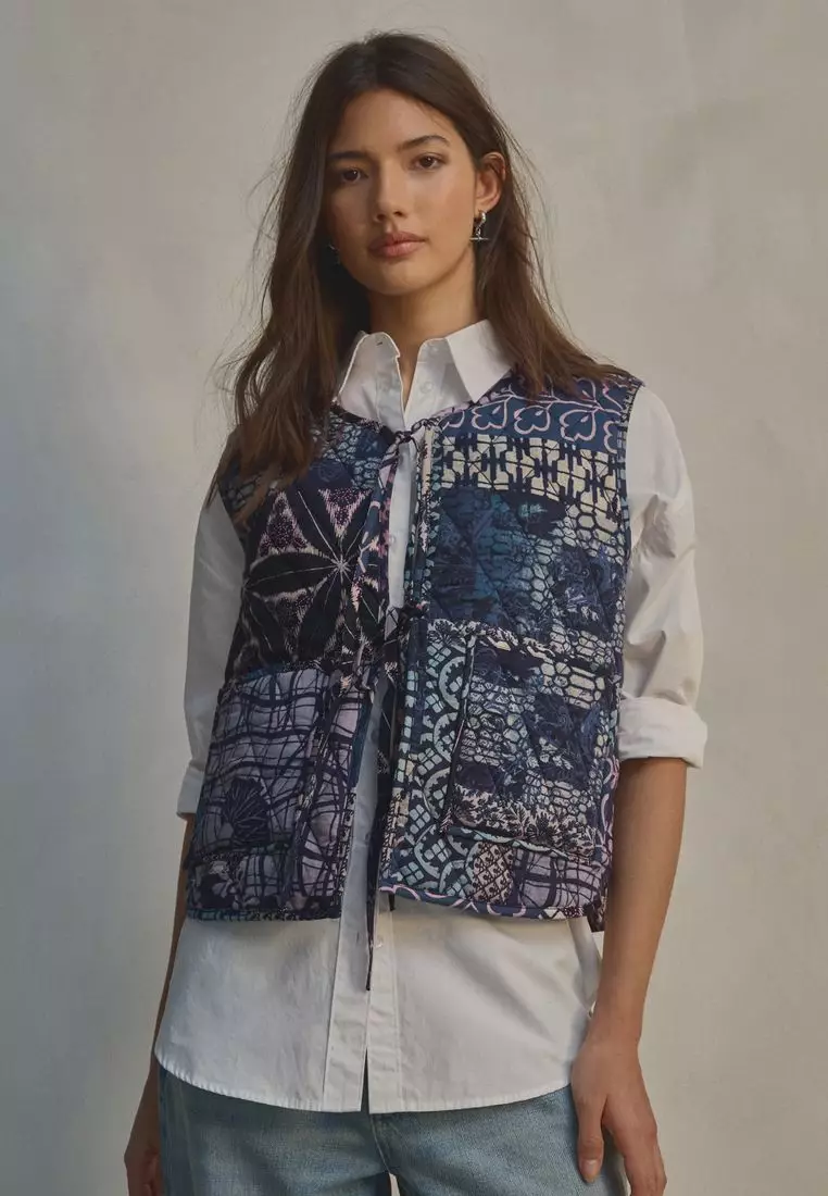 Padded Reversible Tie Front Gilet