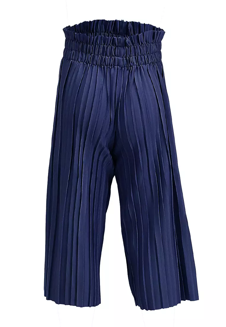 Yocelyn Kulot Plisket Anak Perempuan Motif Polos Kid Long Pants Material Hyget ORIGINAL - Navy