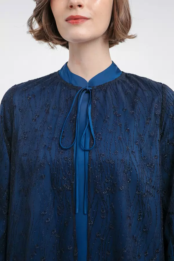 MINIMAL - Askana - Gamis Lace Motif Bunga - Navy Colour Navy