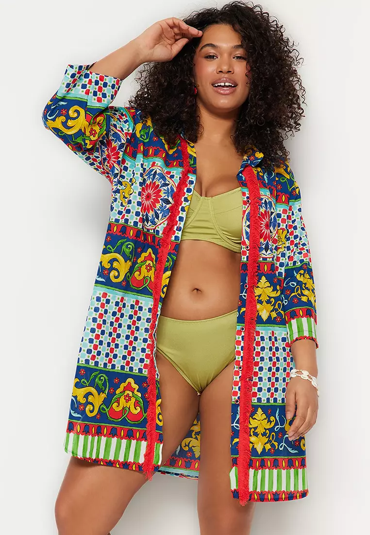 Multicolored Tile Pattern Beach Shirt