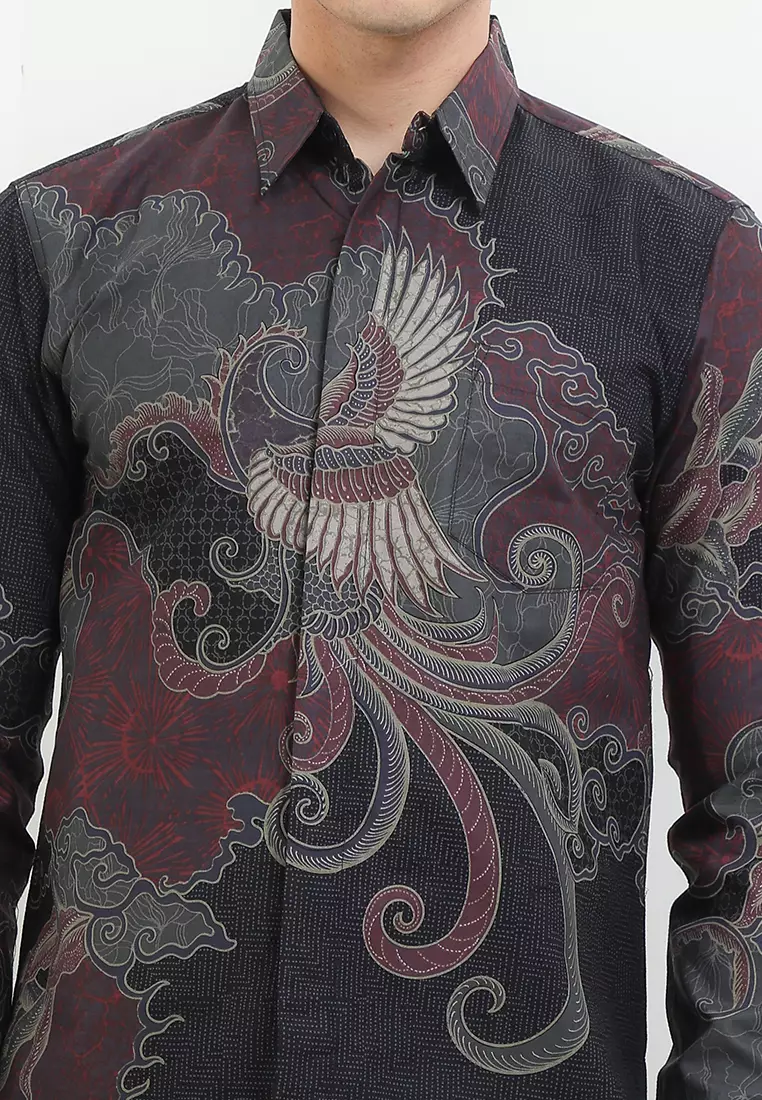 BATIK TALENTA EXCLUSIVE Lengan PANJANG slimfit SAYAB MAROON