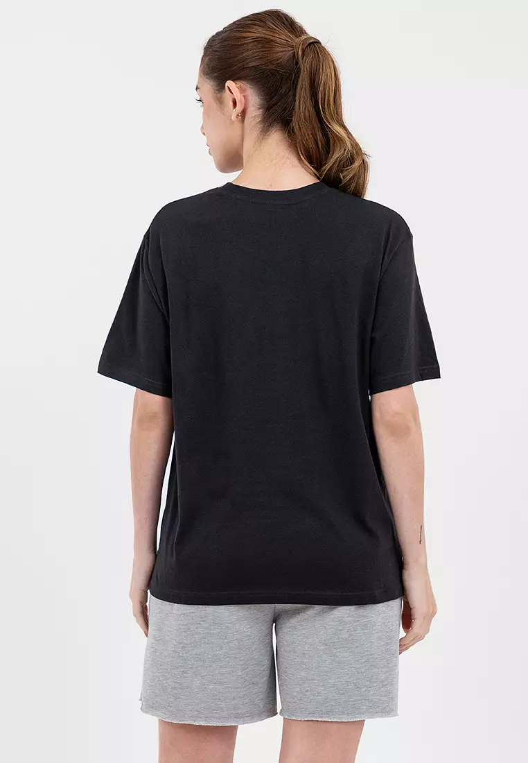 運動珠地布寬鬆商標T恤 女裝上衣-39899