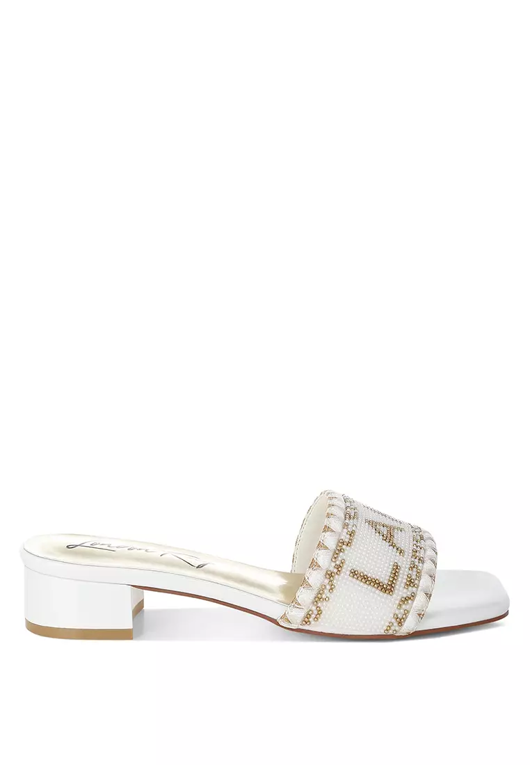 Discount on London Rag  shoes - SKU: Bead-Studded Slip-On Heels In Off White
