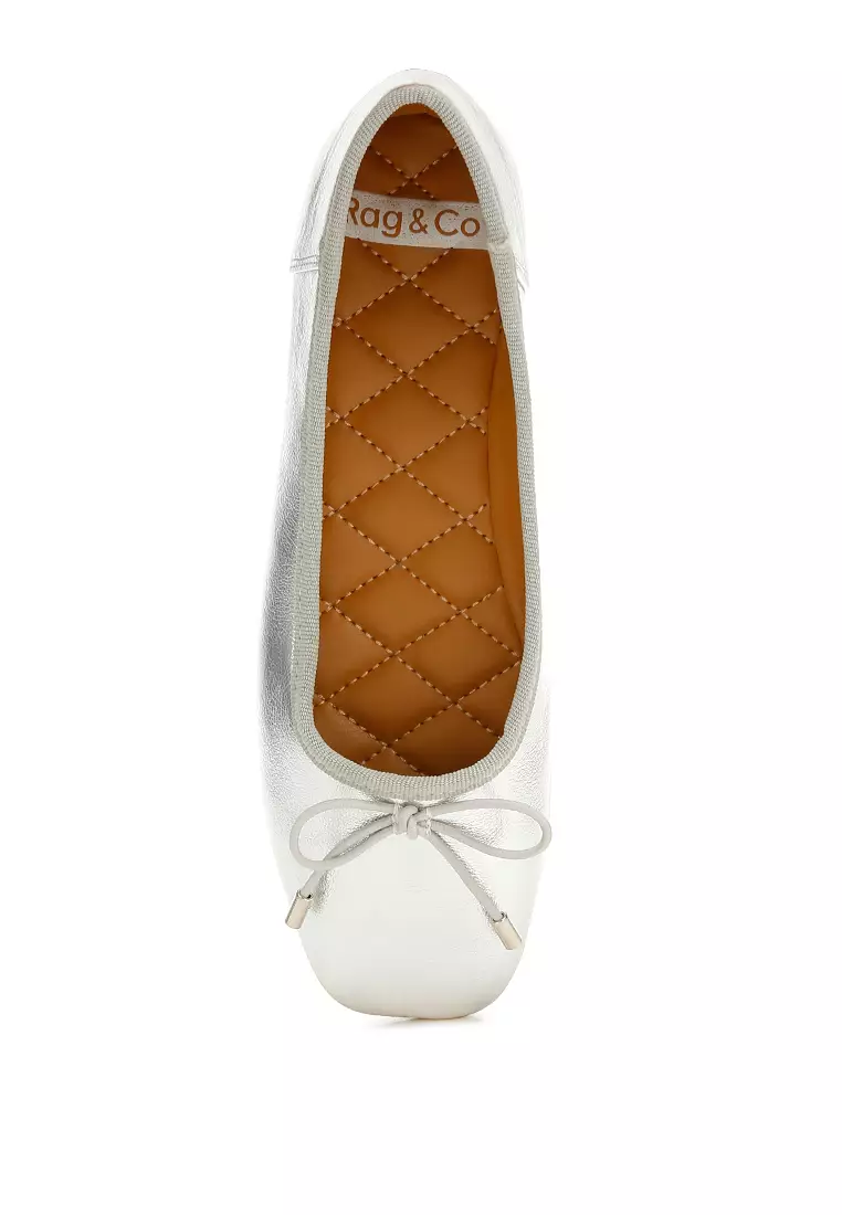 Balerina Busur Pleather Metalik Perak