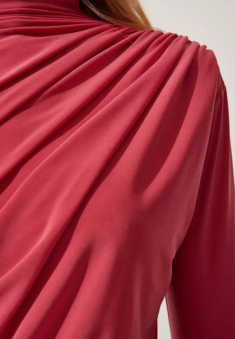 High Neck Ruched Blouse