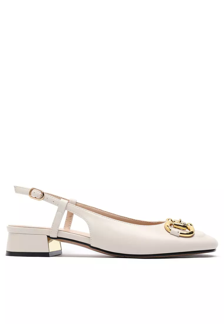 Discount on Twenty Eight Shoes  shoes - SKU: Horsebit Buckle Microfiber Leather Slingback Heel 628-2