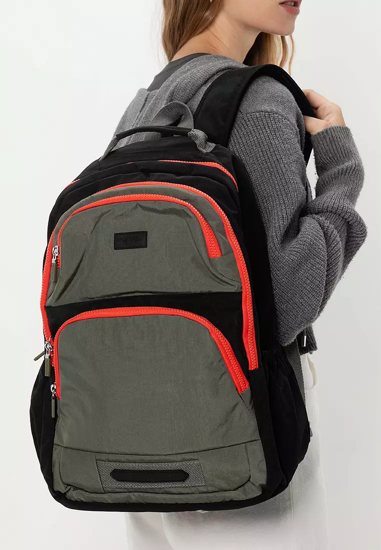 Colour Block Nylon Large Backpack