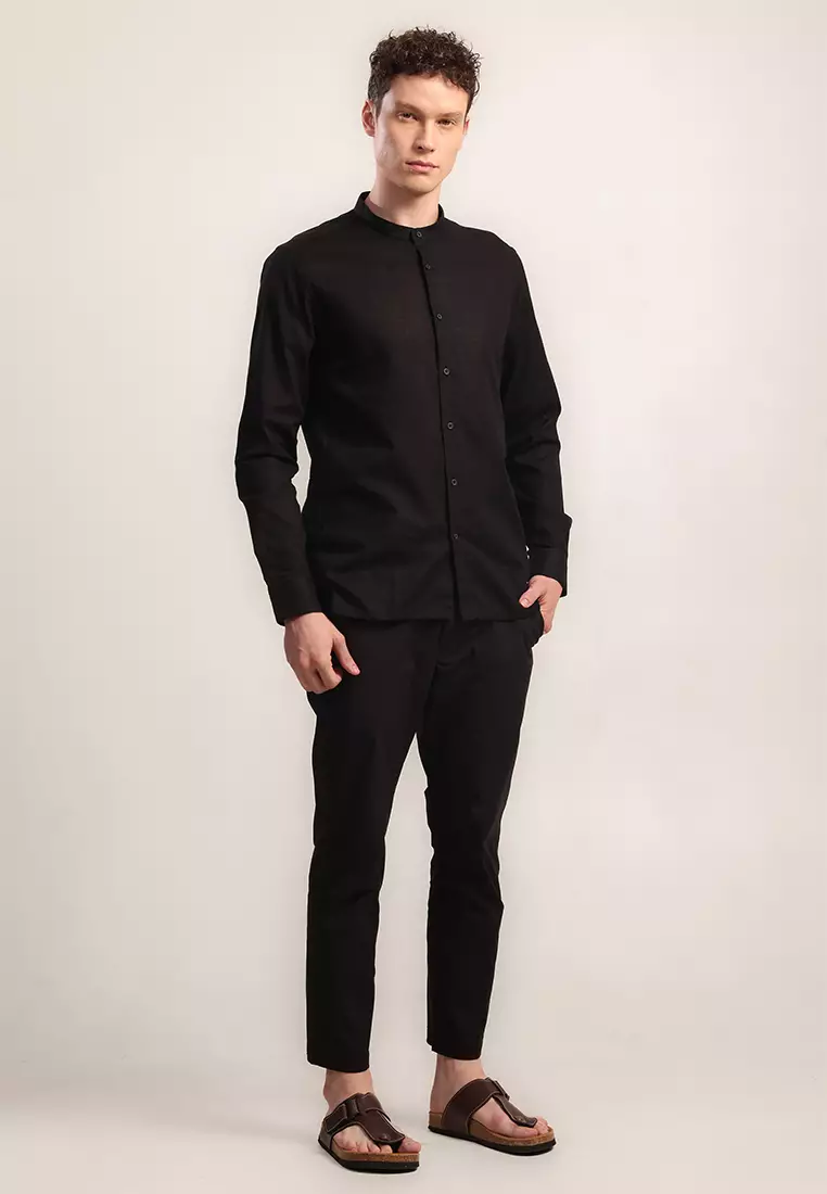 MOC - Kemeja Shanghai Lengan Panjang Pria Farazz - Black