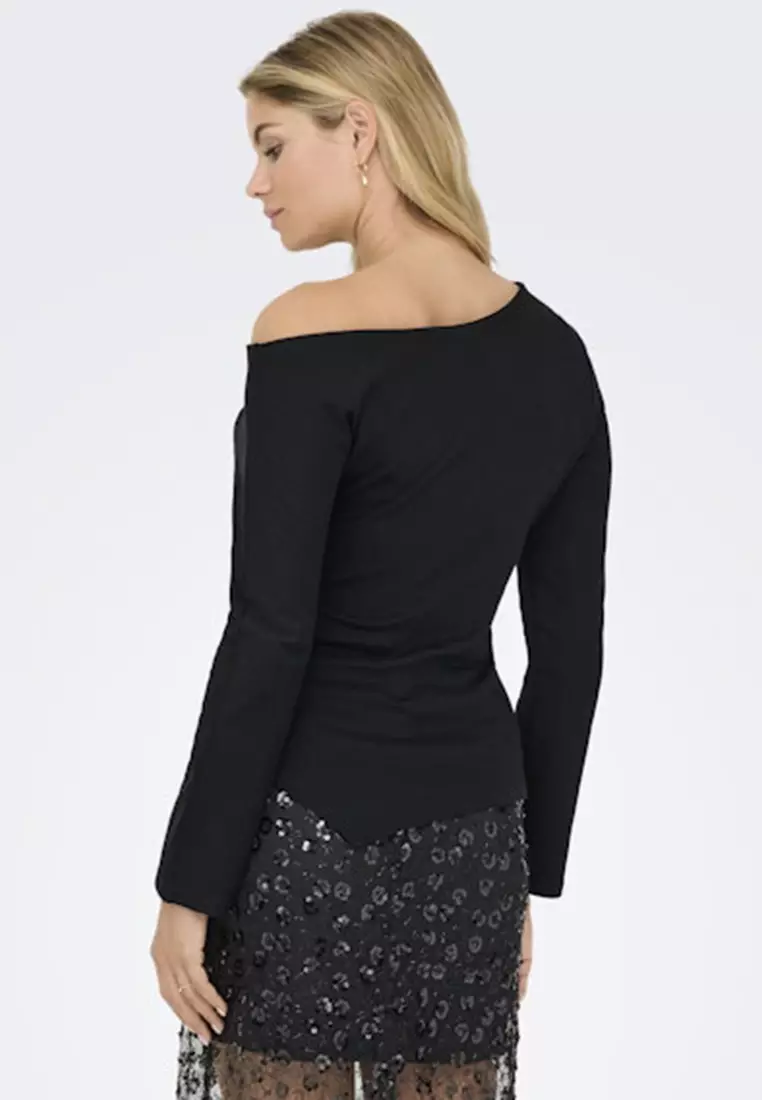 Long Sleeve Asymmetric Jersey Top