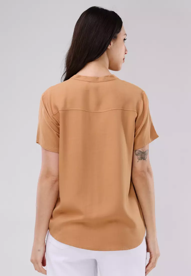 Woven Boldtwill Plain Short Sleeve Blouse
