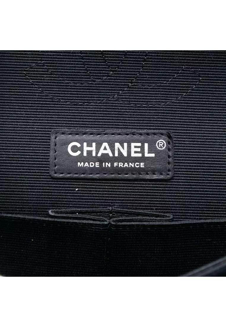 Pre-Loved Chanel Medium Classic Ribbon And Tweed Logo Double Flap