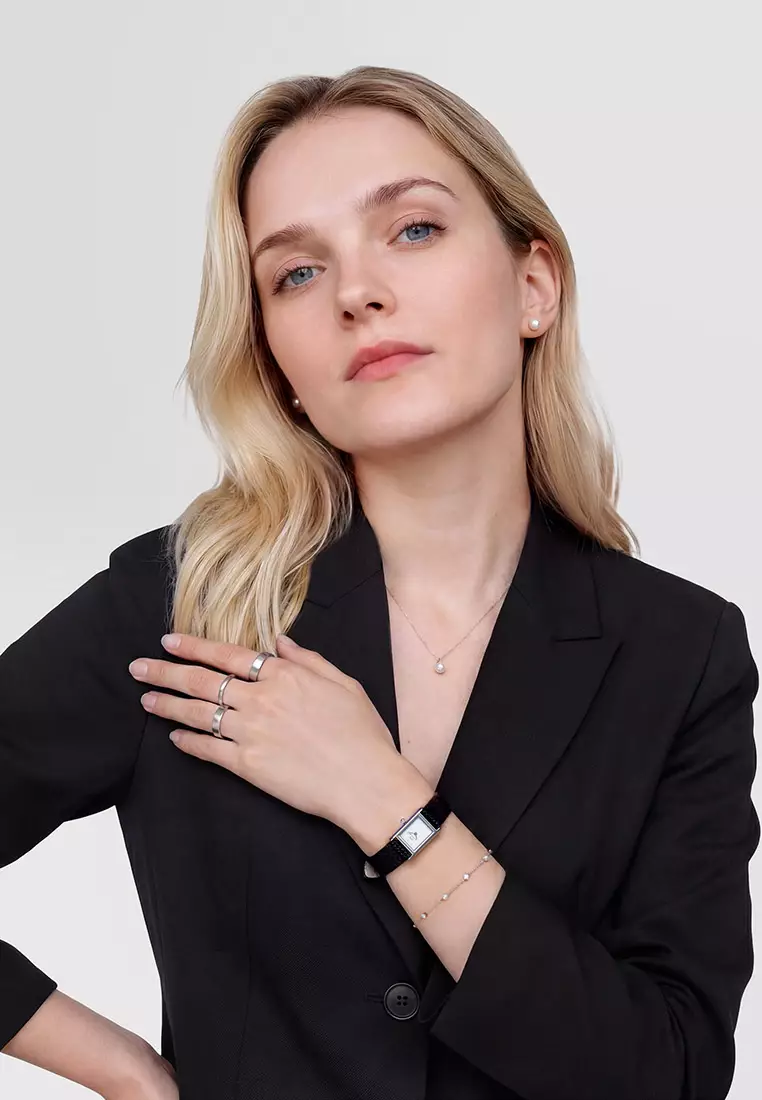 Bound Mini Black Lizard White Silver - Women Watch Stainless Steel Leather Strap watch DW Official Authentic Original