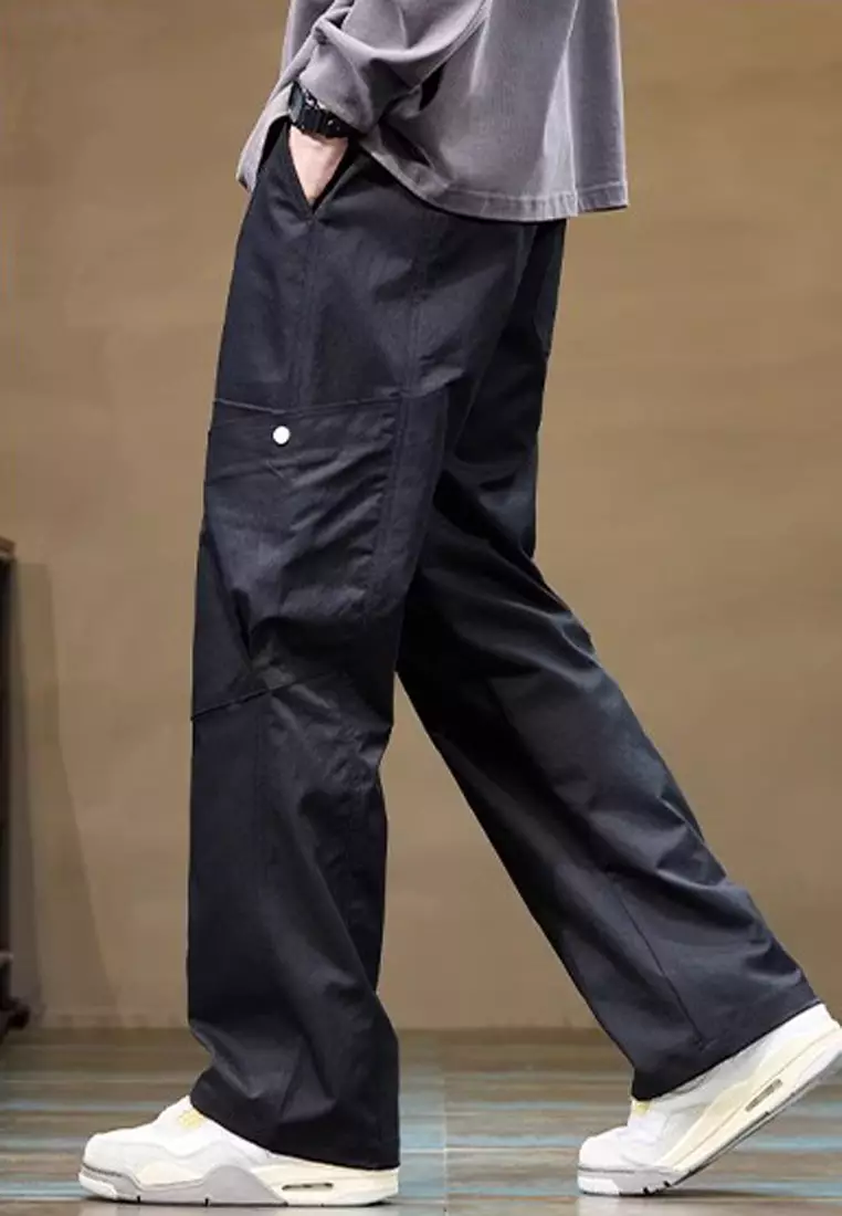 抽繩休閒寬腿褲