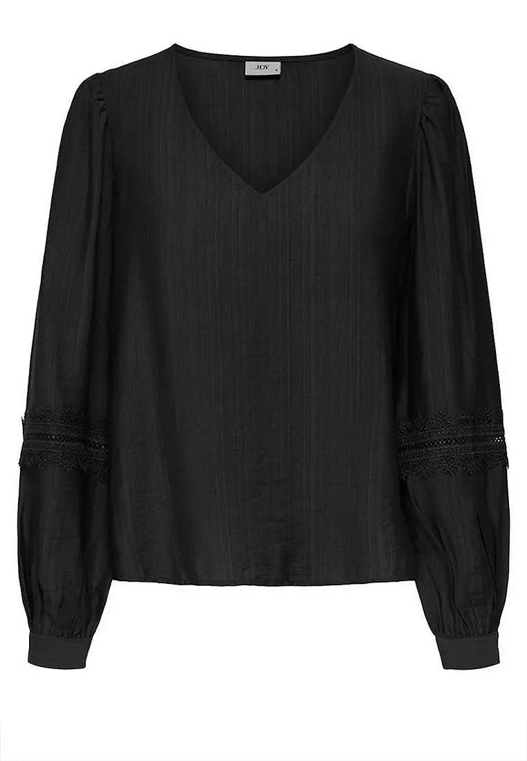 Long Sleeve Lace Woven Top