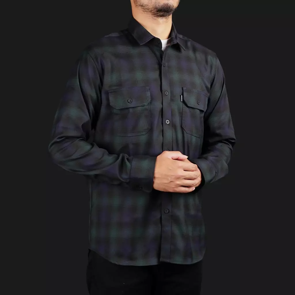 Gloaming Kemeja Flanel Veterano Unisex Panjang Glamora
