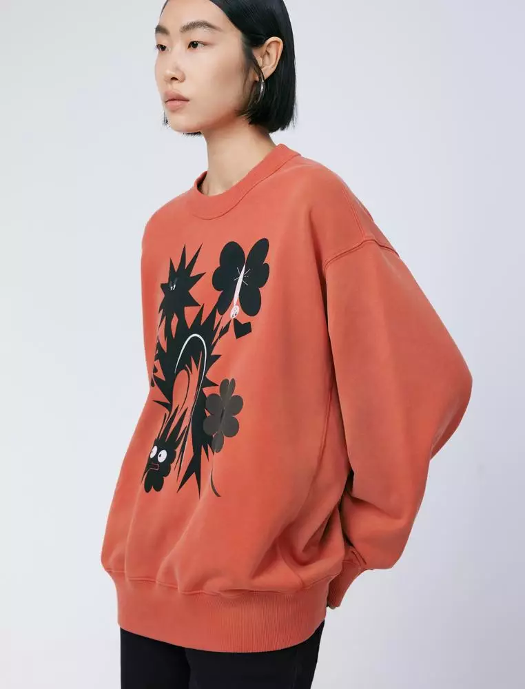 Long Sleeve Printed Pullover Hoodie