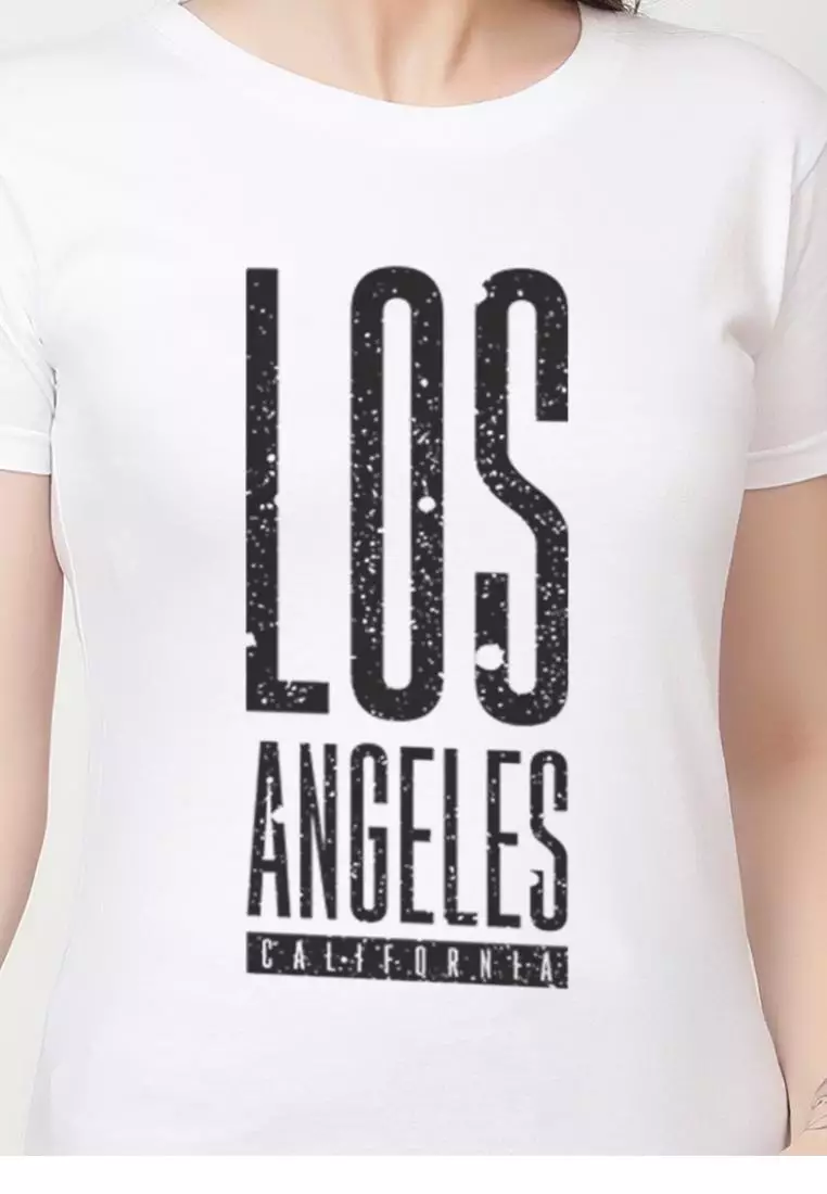 Street StyleLos Relaxed Short Sleeve Stylish White Cotton Casual Graphic Print Tee/TShirt