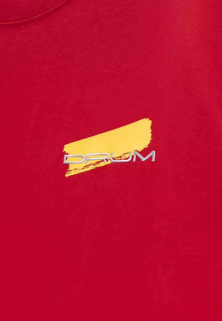 DRUM S. Horse Photo Print Oversized Tee- Red