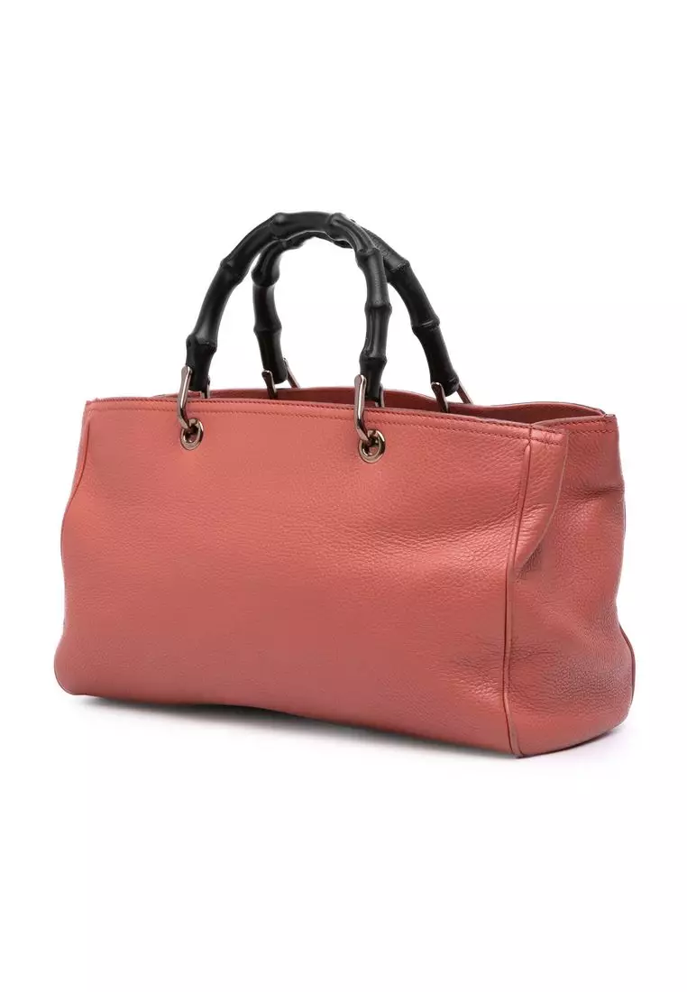 Pre-Loved Gucci Medium Calfskin Bamboo Shopper Satchel
