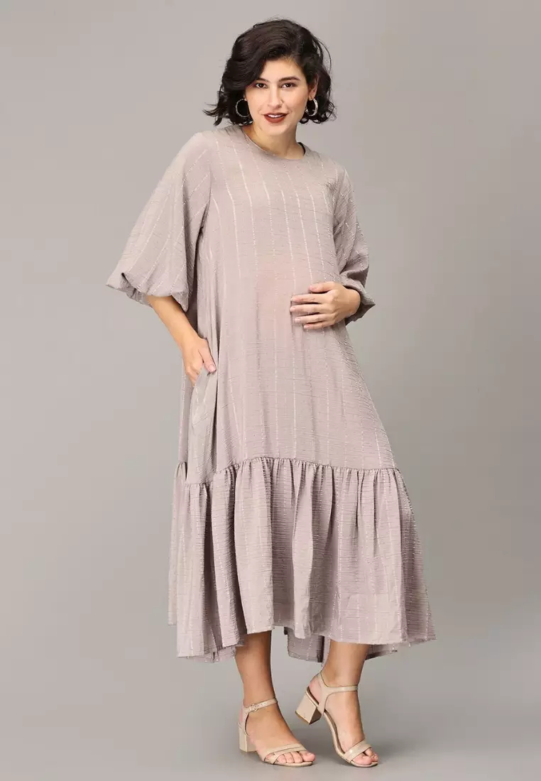 Embrace The Grey Maternity Oversized Tunic Dress