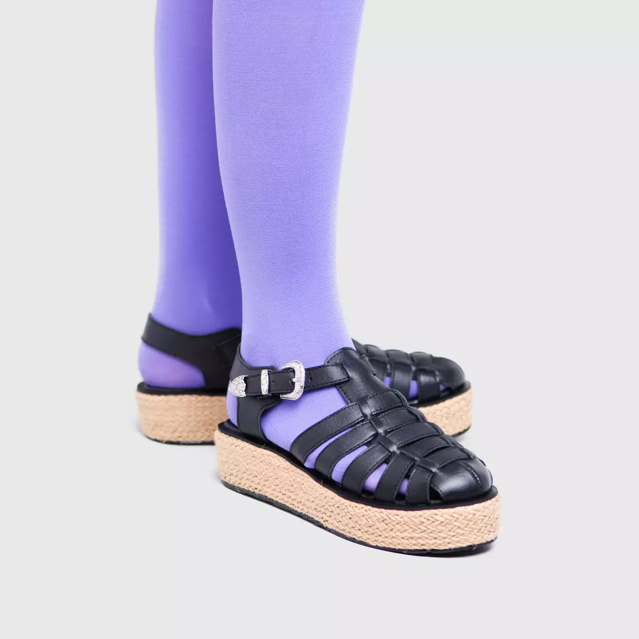 Rendeveous Platform Genuine Leather Black