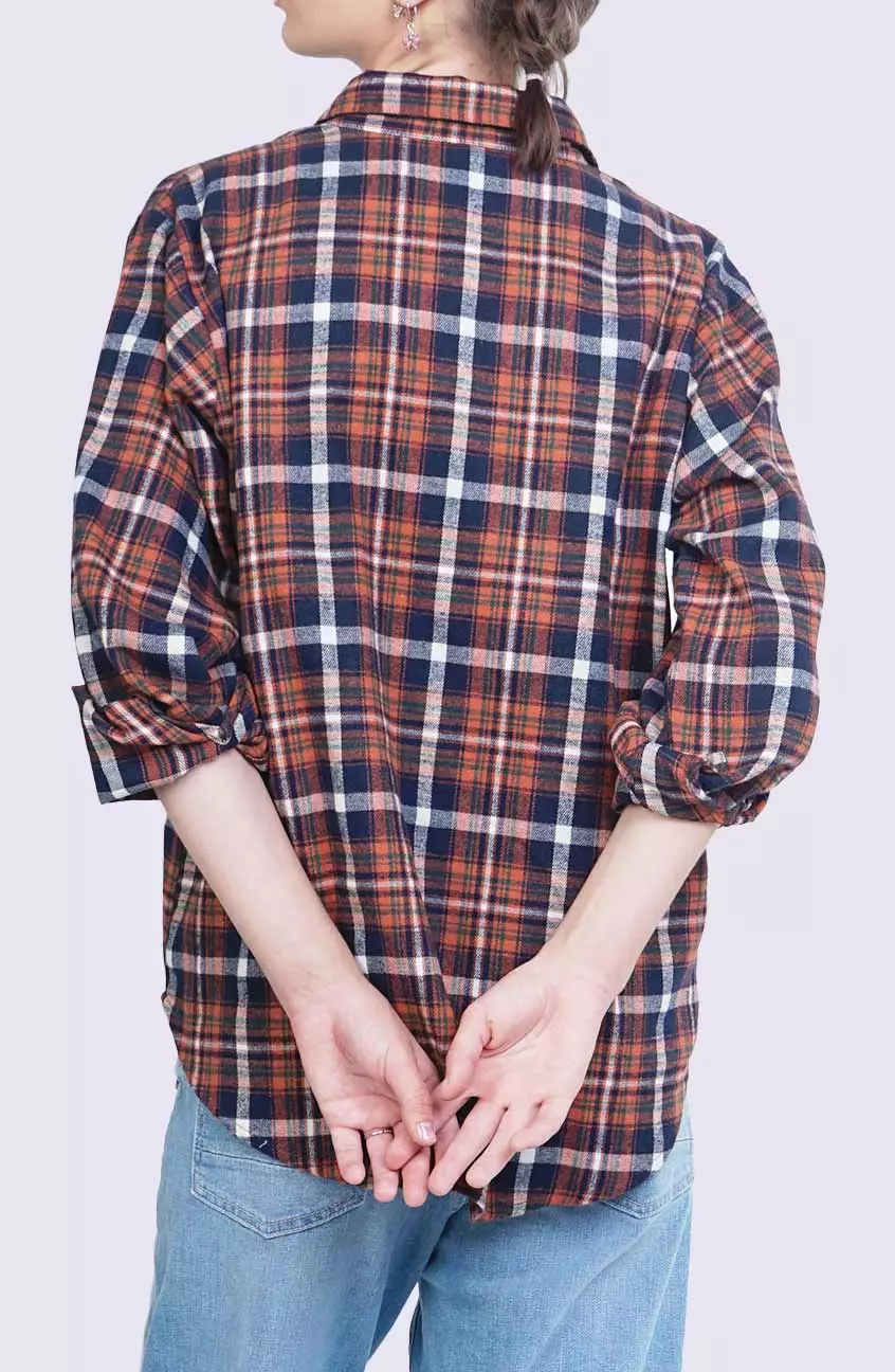 Kemeja Wanita Selly Orange Navy