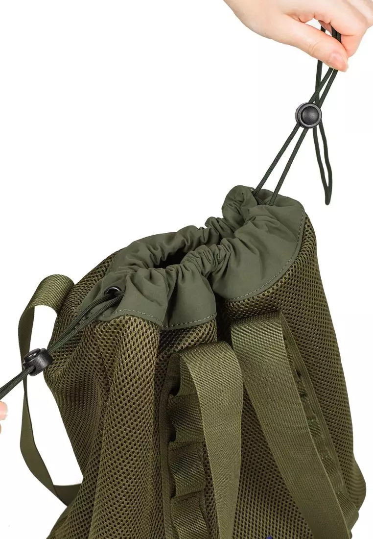 Crossing Noa Drawstring Mesh Tote Bag - Olive