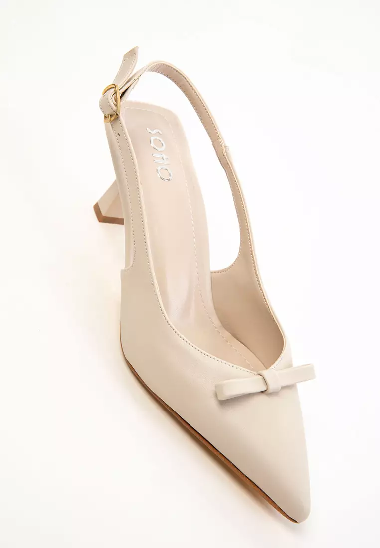 Beige Women's Classic Heeled Shoes 20597