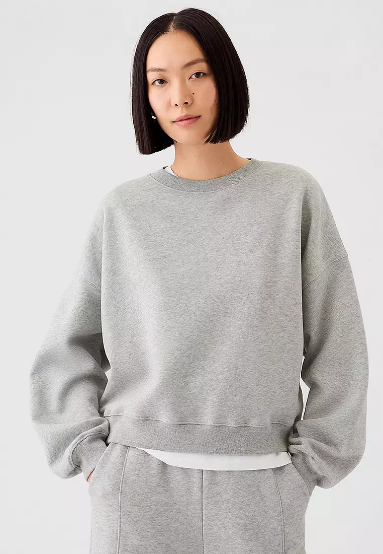 Wedge Seamed Crewneck Pullover Sweatshirt