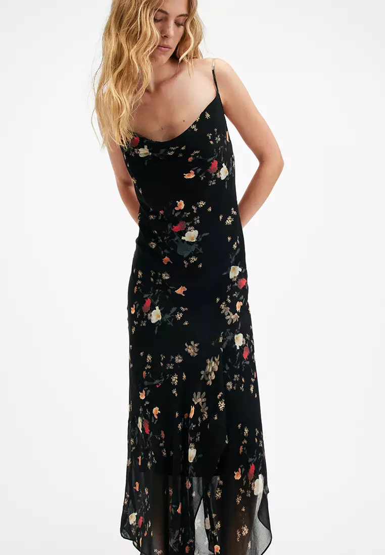 Buy AllSaints Charlotte Kora Floral Print Midi Slip Dress Online