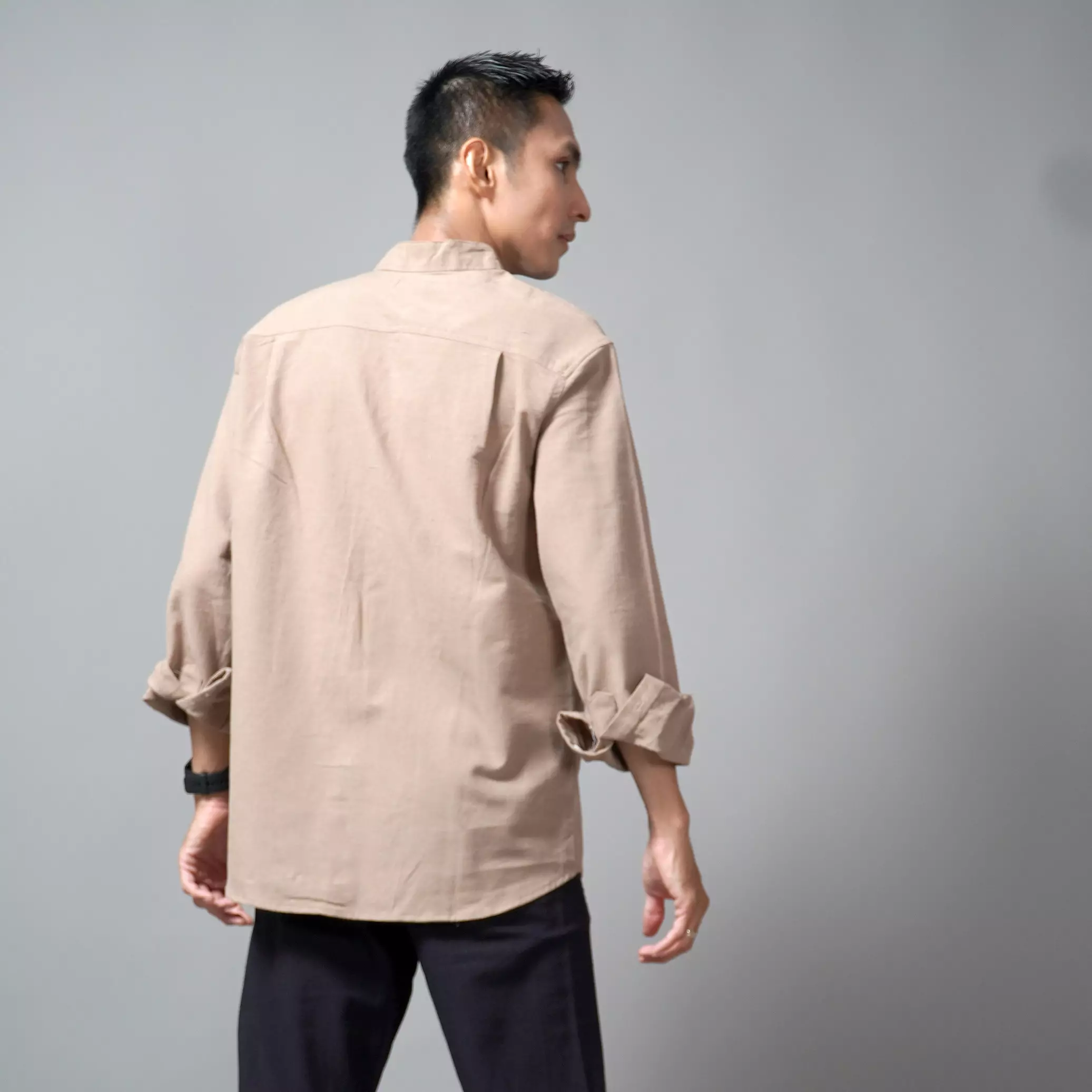 ASHRAF Kemeja Pria Casual Linen Baju Koko Kemeja Lengan Panjang - Coksu