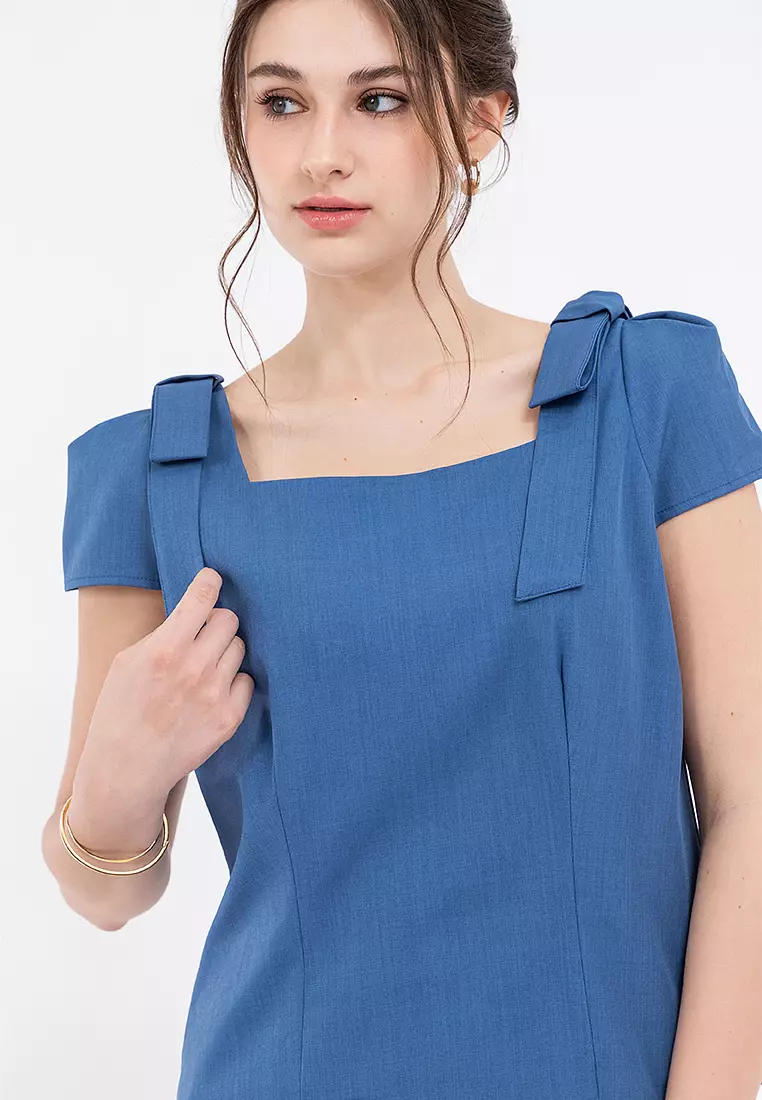 DELAZZO Square-neck Structured Top