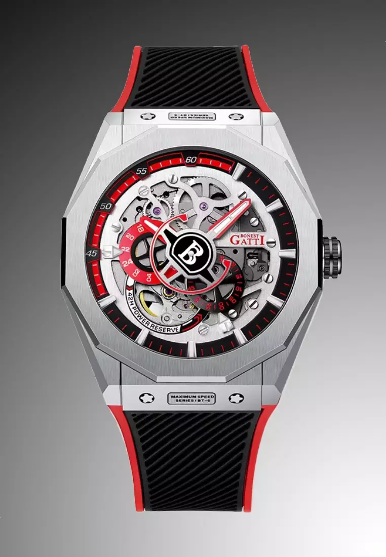 Automatic Unisex Stainless Steel Watch, Rubber Strap