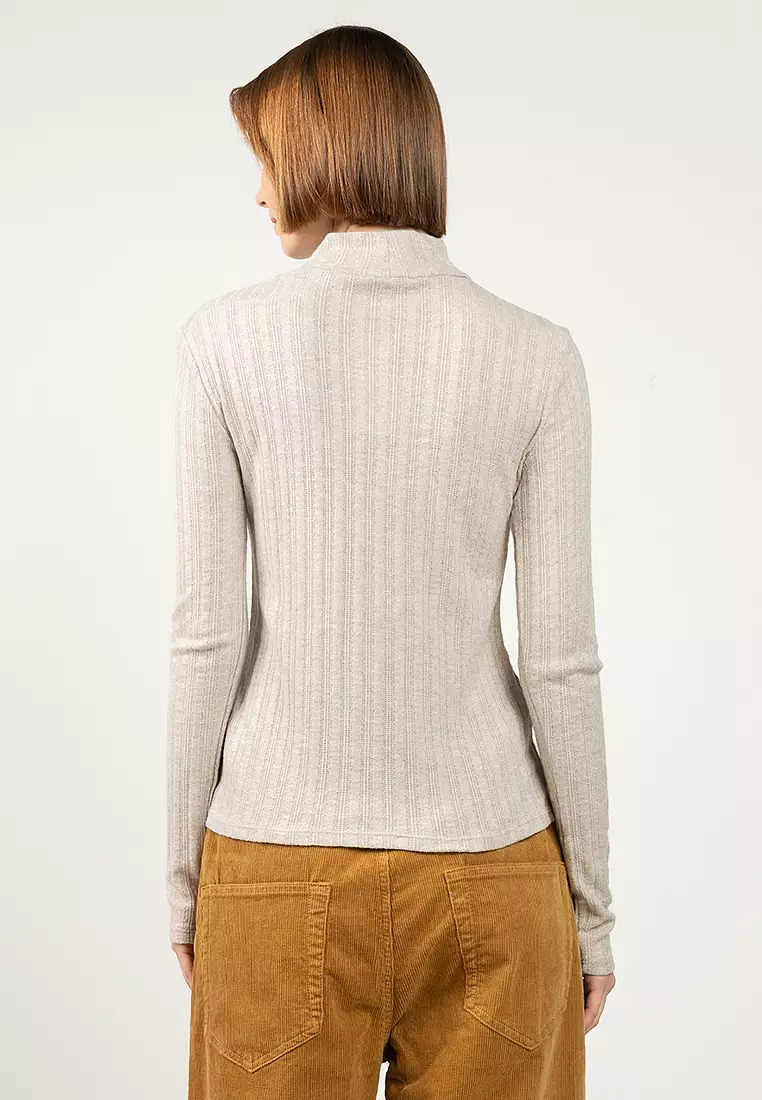 Buy Mango Ribbed High Neck T-Shirt 2026 Online | ZALORA