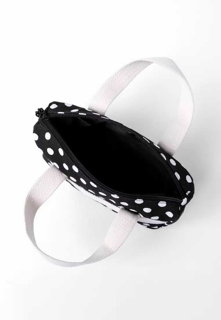 Pamole Pouch Kosmetik Bahan Kanvas Penutup Resleting - Polkadot