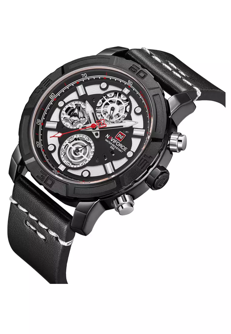 Jual Naviforce Naviforce Jam Tangan Pria Black Leather Strap